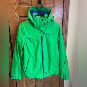 Marmot Membrain Ski Jacket Green Purple Water resistant Size Medium Sz M